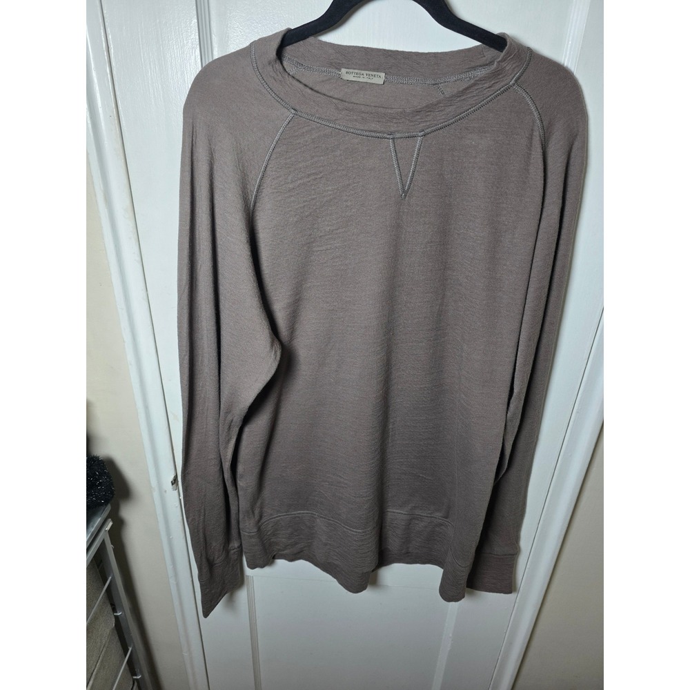 BottegaVeneta MensTaupe Cotton Modal Raglan Long SleeveTop Size 50 Made in Italy - Picture 1 of 8